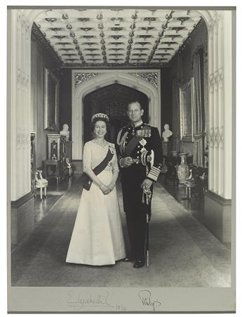 ELIZABETH II; QUEEN OF ENGLAND; AND PHILIP; DUKE OF EDINBURGH. Large Photograph Signed, by both,